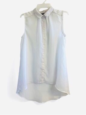 H&M Semi Sheer White Button Up Top Size 6